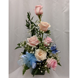 Half Dozen Pink Roses-Stylized from Shaw Florists in Grand Rapids, MN