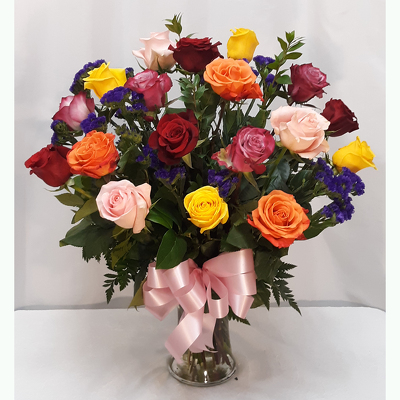18 Mixed Roses Vased
