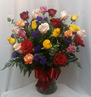 Two Dozen Roses Vased- Mix from Shaw Florists in Grand Rapids, MN