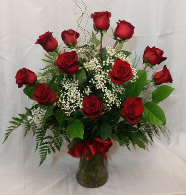 One Dozen Roses Vased- Red from Shaw Florists in Grand Rapids, MN