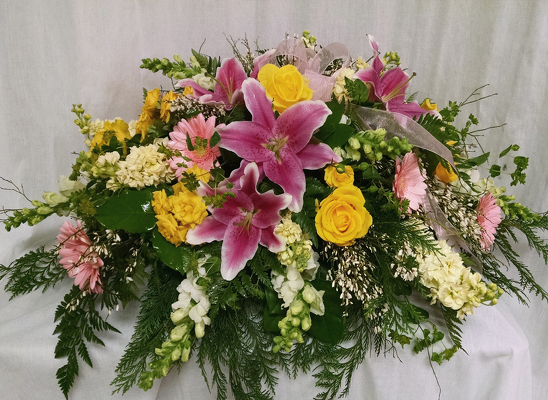 Fragrant Garden Casket Spray from Shaw Florists in Grand Rapids, MN