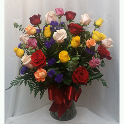 Two Dozen Roses Vased- Mix from Shaw Florists in Grand Rapids, MN